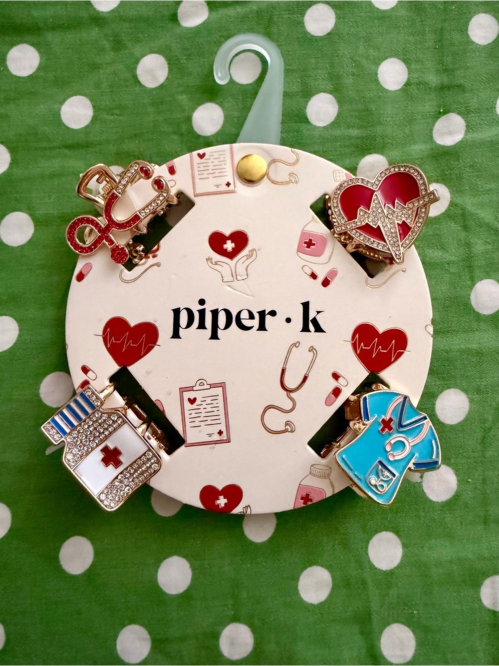 Piper K healthcare nurse doctor small gold hair clips New